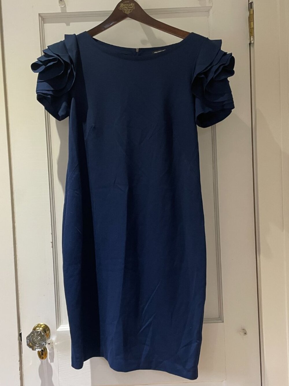 Pietro Brunelli "Salisburgo" Ruffled Sleeve Dress in Navy Blue Size S Maternity - Picture 3 of 9